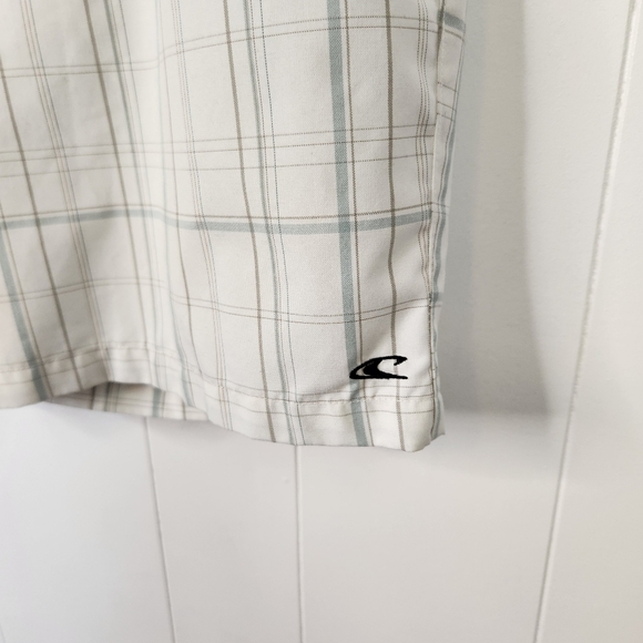 O'Neill White Blue Plaid Flat Front Mens Shorts Summer Business Casual Travel - Picture 3 of 9